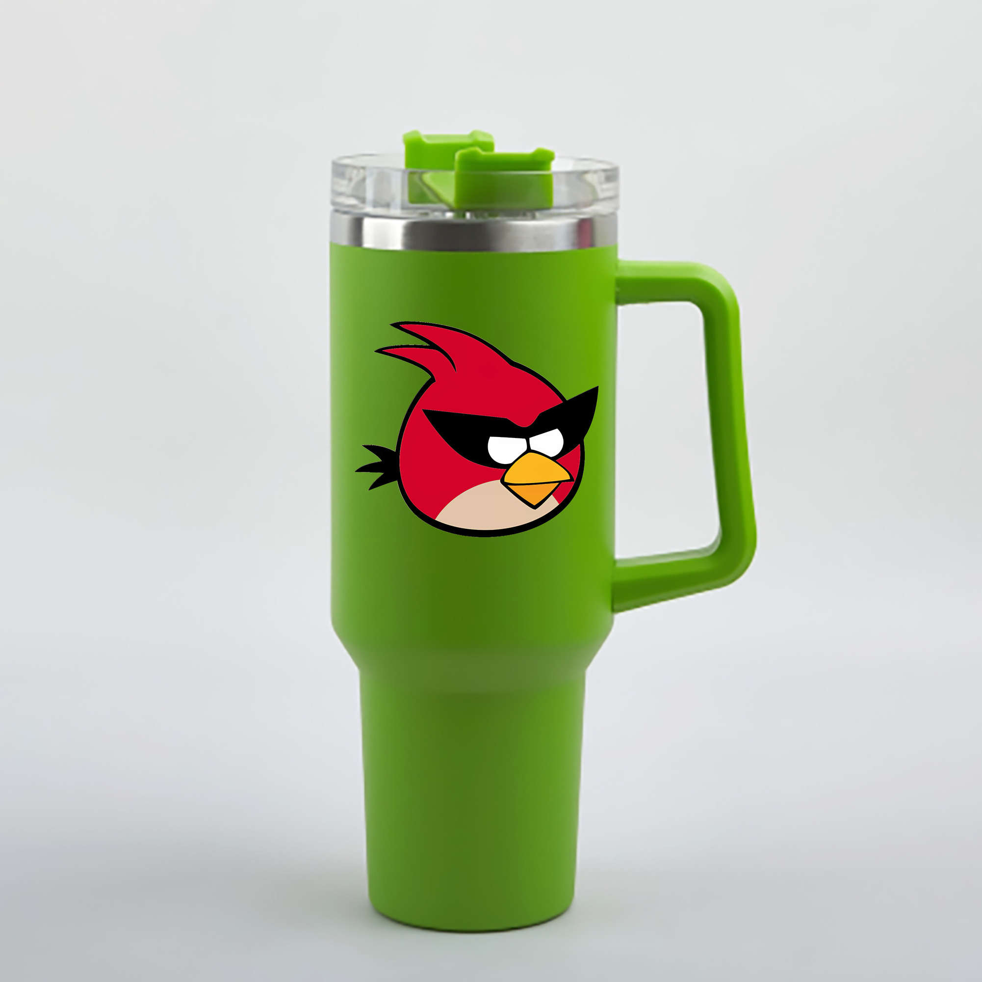 （画像用） Angry Birds アングリーバード 1200mL車用タンブラー - クリスタルステッカー（プラスチックストロー付き）